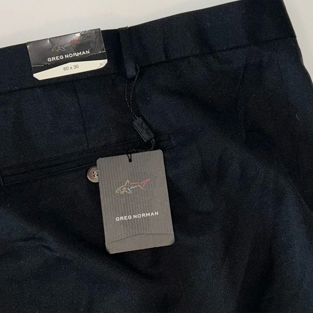 NWT Greg Norman mens HUSKY STOCKY sizing black‎ cuffed dress pants size W60, L30
